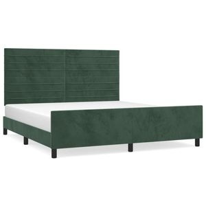 Cadru de pat vidaXL cu tablie, verde inchis, 180x200 cm, catifea, cadre de pat cu tablie, pat
