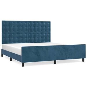 Cadru de pat vidaXL fara saltea, albastru inchis, 160x200 cm, catifea, cadre de pat cu tablie, pat