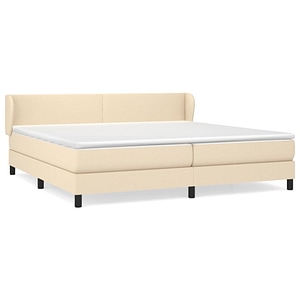 Pat box spring vidaXL cu saltea, crem, 200x200 cm, textil, paturi continentale, pat cu arcuri