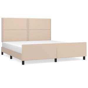 Cadru de pat vidaXL cu tablie, cappuccino, 180x200 cm, piele ecologica, cadre de pat cu tablie, pat