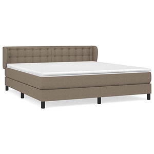 Pat box spring vidaXL cu saltea, gri taupe, 160x200 cm material textil, paturi continentale, pat cu arcuri