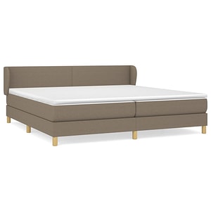 Pat box spring vidaXL cu saltea, gri taupe, 200x200 cm, textil, paturi continentale, pat cu arcuri
