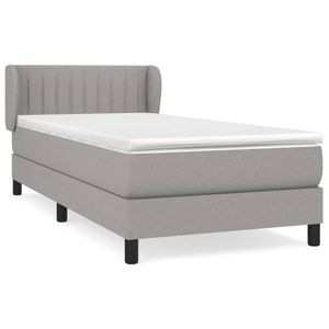 Pat continental vidaXL  cu saltea, gri deschis, 80x200 cm, textil, paturi continentale, pat cu arcuri