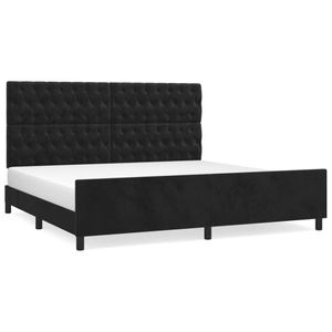 Cadru de pat vidaXL fara saltea, negru, 200x200 cm, catifea, cadre de pat cu tablie, pat