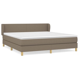 Pat continental vidaXL  cu saltea, gri taupe, 180x200 cm, textil, paturi continentale, pat cu arcuri