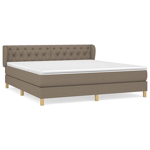 Pat box spring vidaXL cu saltea, gri taupe, 160x200 cm material textil, paturi continentale, pat cu arcuri