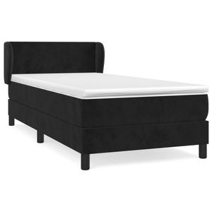 Pat box spring vidaXL cu saltea, negru, 80x200 cm, catifea, paturi continentale, pat cu arcuri