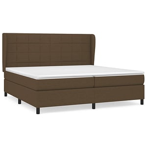 Pat box spring vidaXL cu saltea, maro inchis, 200x200 cm, textil, paturi continentale, pat cu arcuri