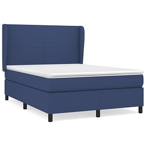 Pat box spring vidaXL cu saltea, albastru, 140x200 cm, textil, paturi continentale, pat cu arcuri
