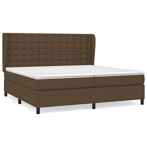 Pat box spring vidaXL cu saltea, maro inchis, 200x200 cm, textil, paturi continentale, pat cu arcuri