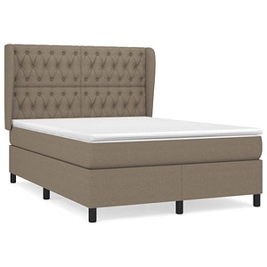 Pat box spring vidaXL cu saltea, gri taupe, 140x200 cm, textil, paturi continentale, pat cu arcuri