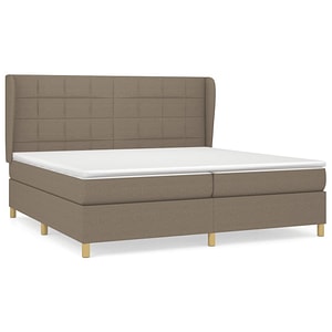 Pat box spring vidaXL cu saltea, gri taupe, 200x200 cm, textil, paturi continentale, pat cu arcuri