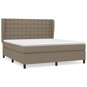 Pat box spring vidaXL cu saltea, gri taupe, 160x200 cm material textil, paturi continentale, pat cu arcuri