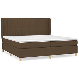 Pat box spring vidaXL cu saltea, maro inchis, 200x200 cm, textil, paturi continentale, pat cu arcuri