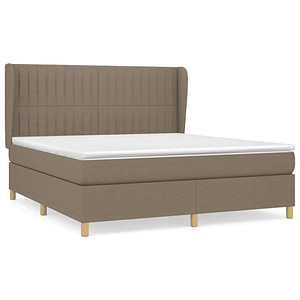 Pat box spring vidaXL cu saltea, gri taupe, 160x200 cm material textil, paturi continentale, pat cu arcuri