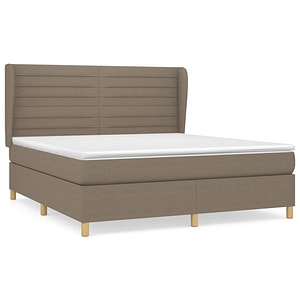 Pat box spring vidaXL cu saltea, gri taupe, 160x200 cm material textil, paturi continentale, pat cu arcuri