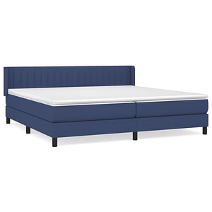 Pat box spring vidaXL cu saltea, albastru, 200x200 cm, textil, paturi continentale, pat cu arcuri