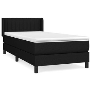 Pat box spring vidaXL cu saltea, negru, 80x200 cm, textil, paturi continentale, pat cu arcuri