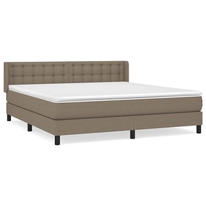 Pat continental vidaXL  cu saltea, gri taupe, 180x200 cm, textil, paturi continentale, pat cu arcuri