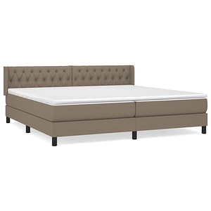 Pat box spring vidaXL cu saltea, gri taupe, 200x200 cm, textil, paturi continentale, pat cu arcuri