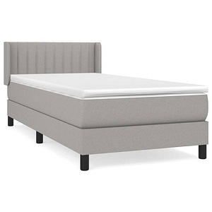 Pat continental vidaXL  cu saltea, gri deschis, 80x200 cm, textil, paturi continentale, pat cu arcuri