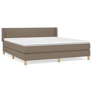 Pat continental vidaXL  cu saltea, gri taupe, 180x200 cm, textil, paturi continentale, pat cu arcuri