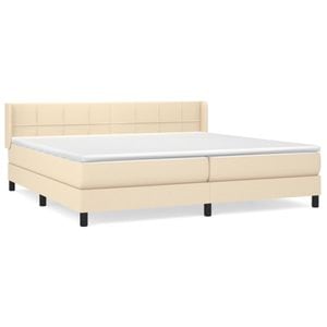 Pat box spring vidaXL cu saltea, crem, 200x200 cm, textil, paturi continentale, pat cu arcuri