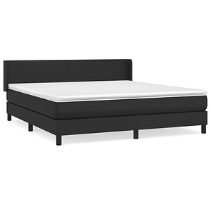 Pat box spring vidaXL cu saltea, negru, 180x200 cm, piele ecologica, paturi continentale, pat cu arcuri