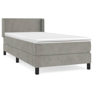 Pat continental vidaXL  cu saltea, gri deschis, 80x200 cm, catifea, paturi continentale, pat cu arcuri