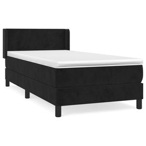 Pat box spring vidaXL cu saltea, negru, 80x200 cm, catifea, paturi continentale, pat cu arcuri