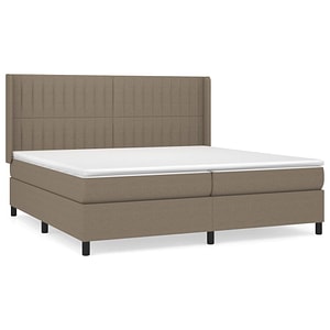 Pat box spring vidaXL cu saltea, gri taupe, 200x200 cm, textil, paturi continentale, pat cu arcuri
