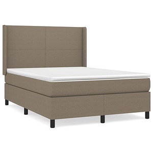 Pat continental vidaXL  cu saltea gri taupe 140x200 cm material textil, paturi continentale, pat cu arcuri