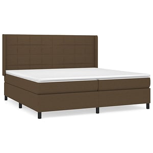Pat box spring vidaXL cu saltea, maro inchis, 200x200 cm, textil, paturi continentale, pat cu arcuri