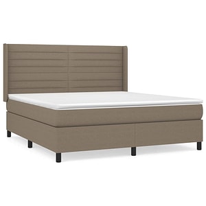 Pat continental vidaXL  cu saltea, gri taupe, 180x200 cm, textil, paturi continentale, pat cu arcuri