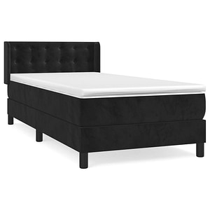 Pat box spring vidaXL cu saltea, negru, 80x200 cm, catifea, paturi continentale, pat cu arcuri