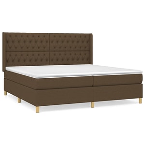 Pat box spring vidaXL cu saltea, maro inchis, 200x200 cm, textil, paturi continentale, pat cu arcuri