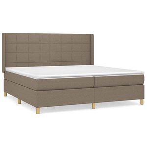 Pat box spring vidaXL cu saltea, gri taupe, 200x200 cm, textil, paturi continentale, pat cu arcuri