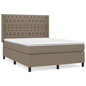 Pat continental vidaXL  cu saltea gri taupe 140x200 cm material textil, paturi continentale, pat cu arcuri