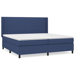 Pat box spring vidaXL cu saltea, albastru, 200x200 cm, textil, paturi continentale, pat cu arcuri