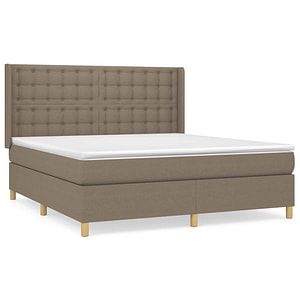 Pat continental vidaXL  cu saltea, gri taupe, 180x200 cm, textil, paturi continentale, pat cu arcuri