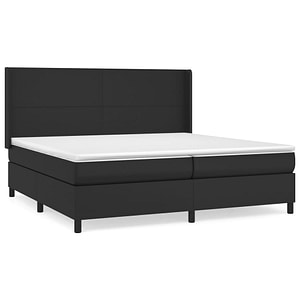 Pat box spring vidaXL cu saltea, negru, 200x200 cm, piele ecologica, paturi continentale, pat cu arcuri