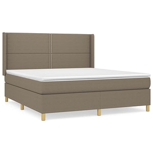 Pat box spring vidaXL cu saltea, gri taupe, 160x200 cm material textil, paturi continentale, pat cu arcuri