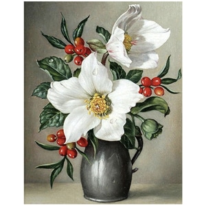Tablou PM671 Picteaza Dupa Numere, cu rama, 20x30 cm, Vaza cu flori si macese