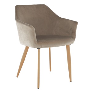 Scaun dining, tesatura eleganta gri maro, sezut moale, picioare din metal, culoare fag, design modern, living, bucatarie, birou, saloane, 56x63x82 cm
