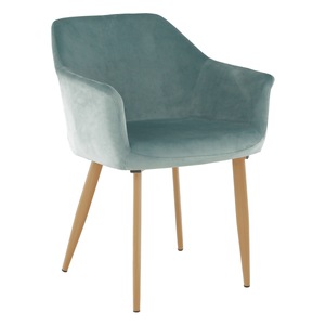 Scaun dining, de design, tapiterie eleganta din catifea culoare albastru, menta, sezut moale, picioare din metal, rezistente, living, birou, bucatarie, 56x63x82 cm