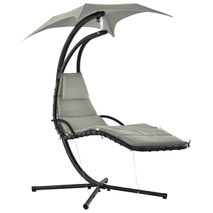 Sezlong suspendat relax de lux cu acoperis Outsunny, 190x110x190 cm, Metal/Textil, Gri