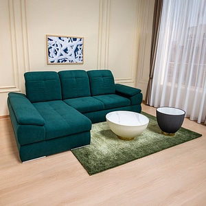 Coltar Extensibil cu Lada de Depozitare Denver 2 Vega 27 Stanga, 285 x 195 x 105 cm, Verde
