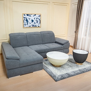 Coltar Extensibil cu Lada de Depozitare Denver 2 Vega 33 Stanga, 285 x 195 x 105 cm, Gri deschis