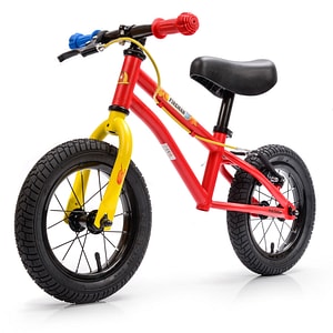 Bicicleta de echilibru Meteor, Fireman, Fara pedale, 12 inch, Rosu/Galben