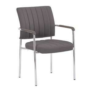 Scaun de conferinta, birou, gri, crom, piele ecologica, metal, confortabil si rezistent, ideal pentru birouri, institutii, 63x56x83 cm